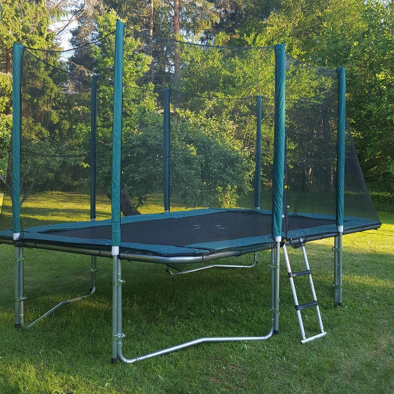(Jauns) Batuts ar drošības tīklu 274x426 cm, ar zilu aizsargmalu Home4you